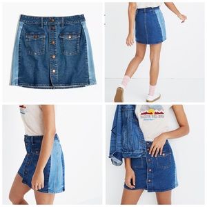 MADEWELL - Stretch Denim Straight Mini Skirt - Color Block